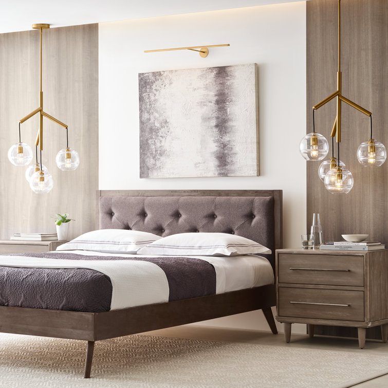 Aged Brass and Clear Glass 4-Light Chandelier