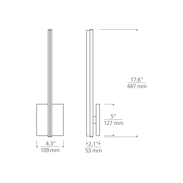 Slim Vertical Matte Black LED Wall Sconce with Acrylic Shade