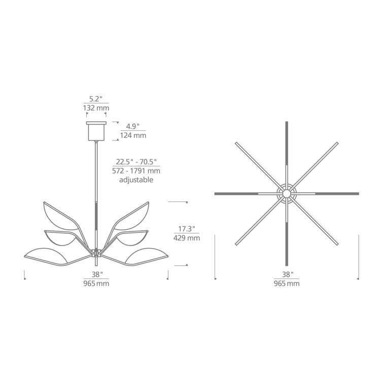 Matte Black 38-Inch Acrylic LED Chandelier