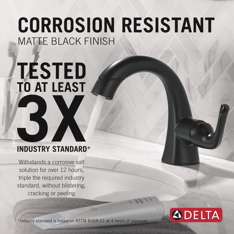 Matte Black Single Hole Pull-Down Bathroom Faucet