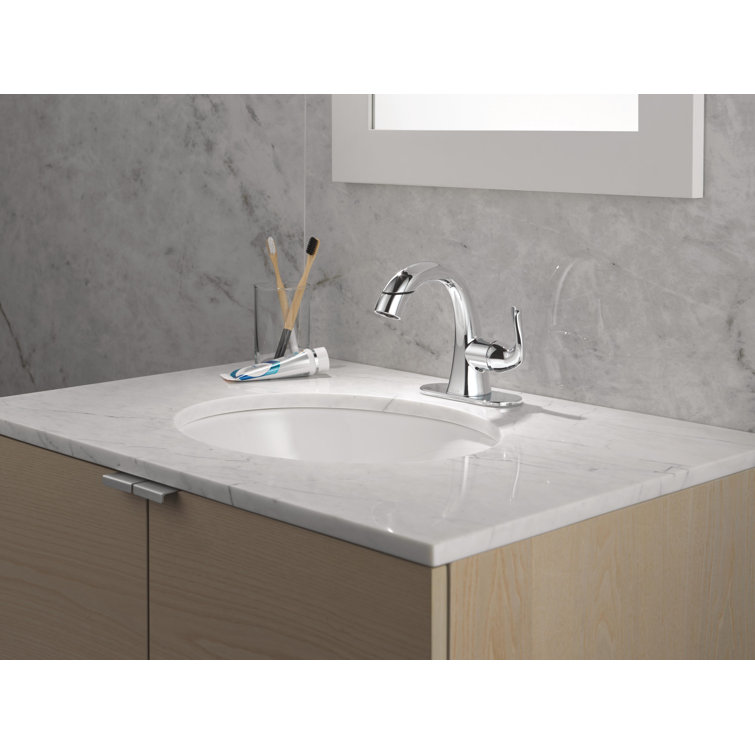 Chrome Single Handle Pull-Down Bathroom Faucet with Brass Handle