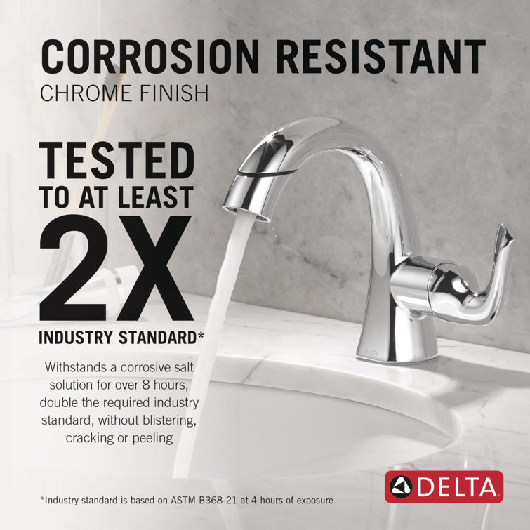 Chrome Single Handle Pull-Down Bathroom Faucet with Brass Handle