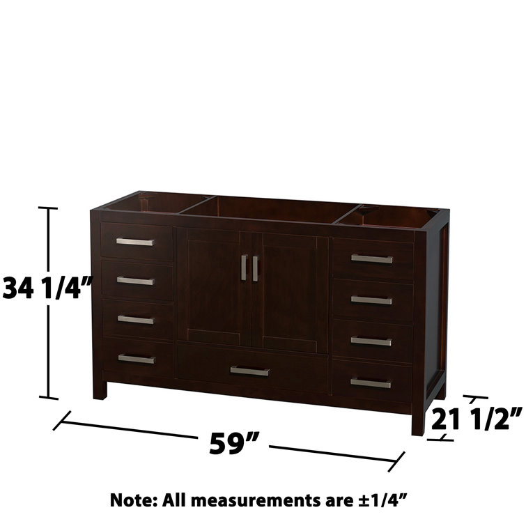 Sheffield Espresso Solid Wood 59" Single Freestanding Vanity Base