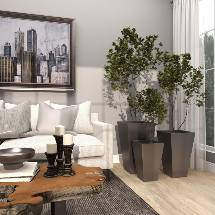 Gray Tall Modern Indoor/Outdoor Planter Set of 3