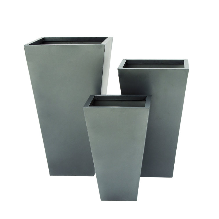 Gray Tall Modern Indoor/Outdoor Planter Set of 3
