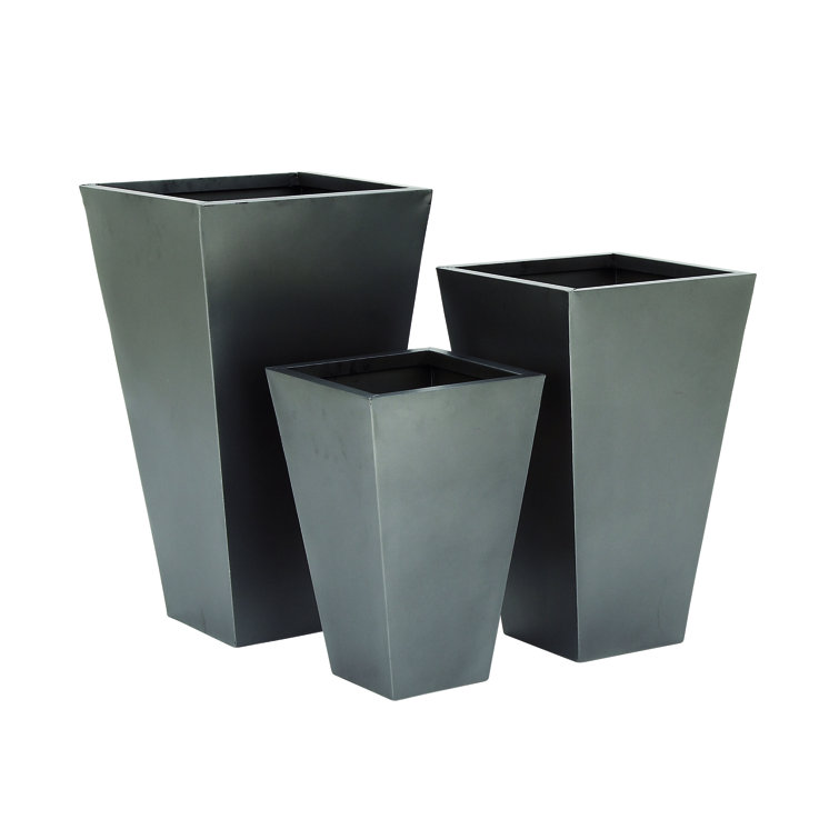 Gray Tall Modern Indoor/Outdoor Planter Set of 3