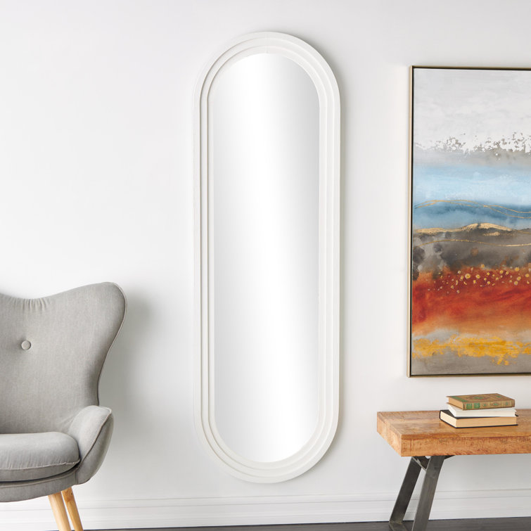 White Oval Full Length Wood Wall Mirror
