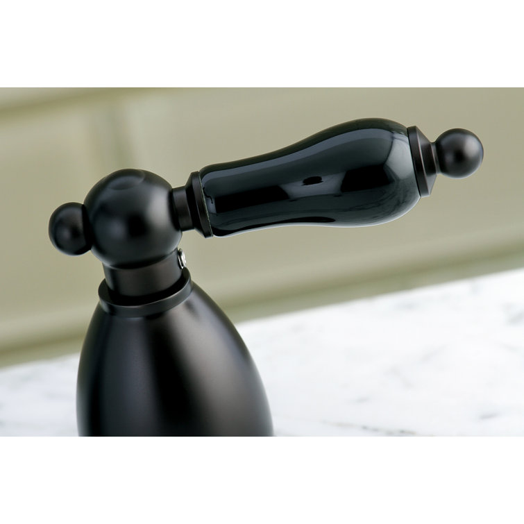 Duchess Oil Rubbed Bronze Widespread Bathroom Faucet with Black Porcelain Handles