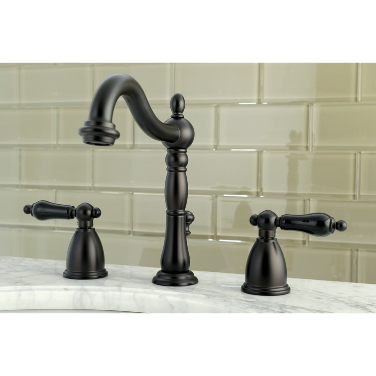 Duchess Oil Rubbed Bronze Widespread Bathroom Faucet with Black Porcelain Handles