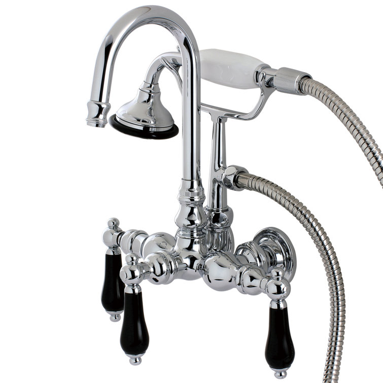 Polished Chrome Wall Mount Clawfoot Tub Faucet with Hand Shower