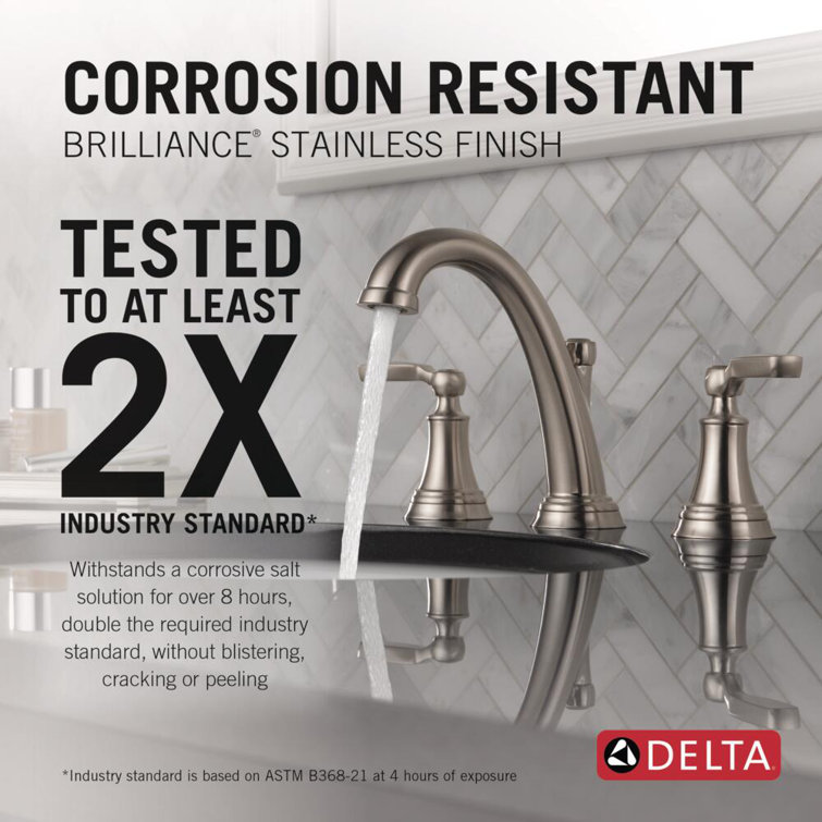 Sleek Modern 6" Stainless Steel Widespread Bathroom Faucet with Metal Drain