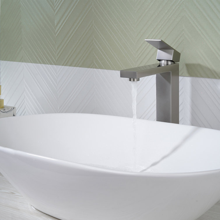 Brushed Nickel High Arc Single Handle Bathroom Faucet