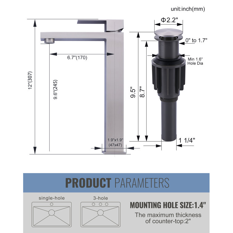 Brushed Nickel High Arc Single Handle Bathroom Faucet