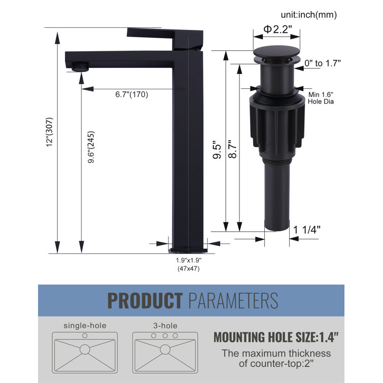 Matte Black Stainless Steel High Arc Single Handle Bathroom Faucet