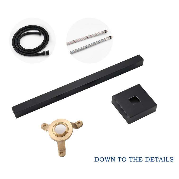 Matte Black Brass Floor-Mounted Freestanding Tub Filler