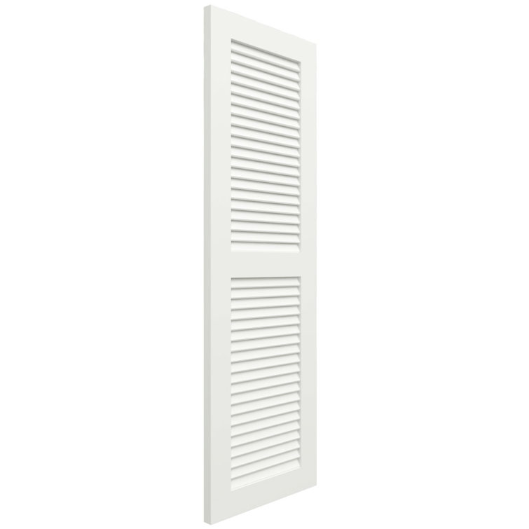Unfinished White PVC Louvered Shutters, 12"W x 63"H