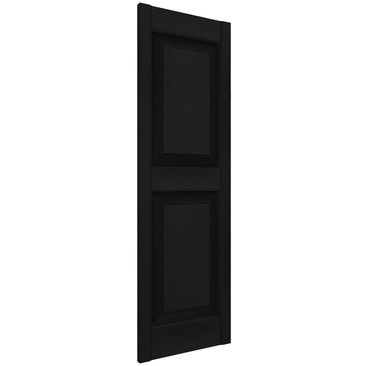 Black Vinyl Raised Panel Shutters with Installation Hardware, 14.75"W x 43"H