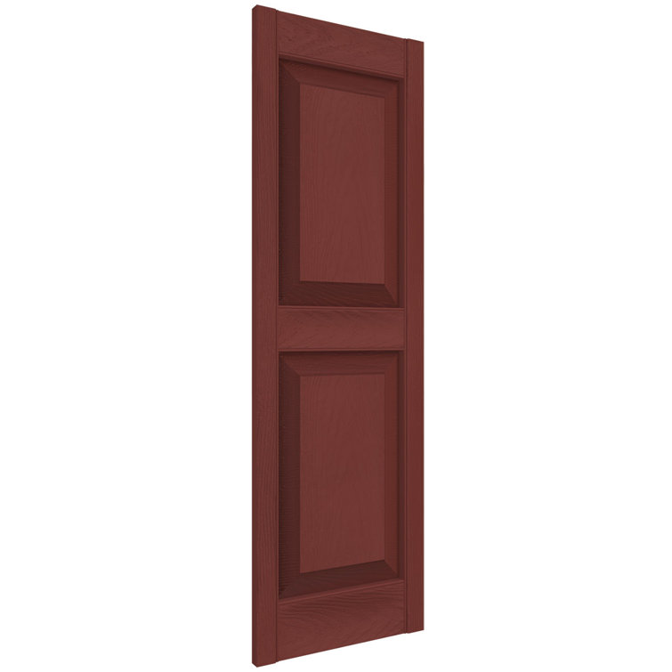 Burgundy Red Vinyl Raised Panel Exterior Shutters, 14.75" x 31"