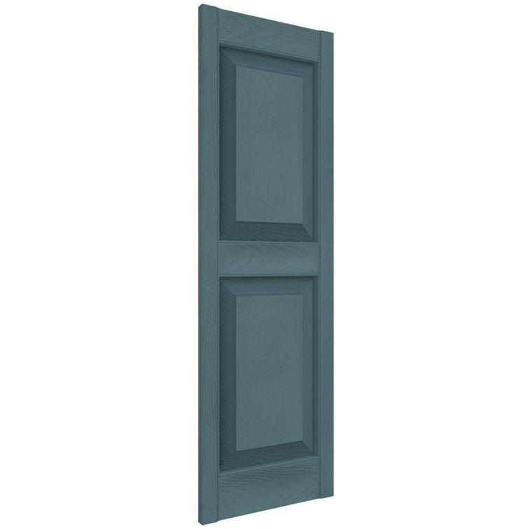 Wedgewood Blue 43" Raised Panel Vinyl Shutters with Installation Kit