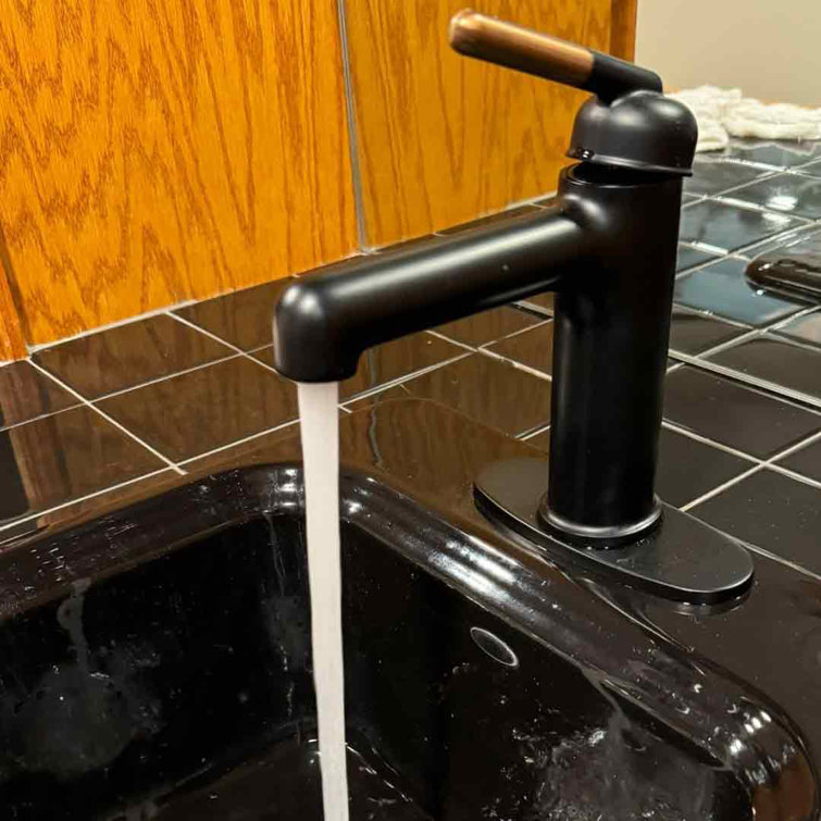 Black and Rose Gold Single Hole Bathroom Faucet