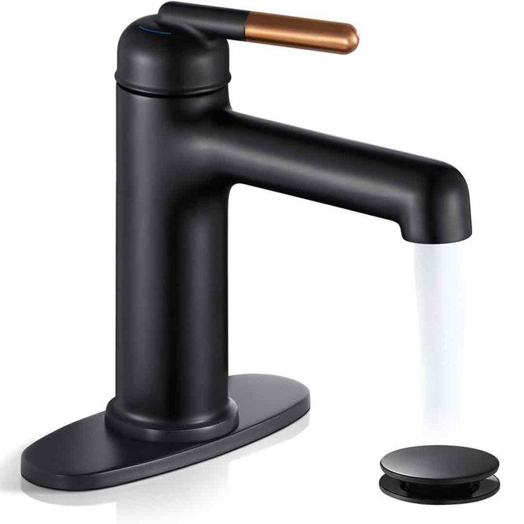 Black and Rose Gold Single Hole Bathroom Faucet