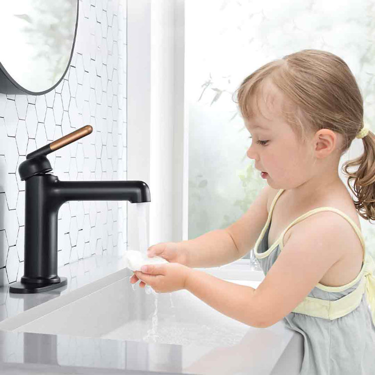 Black and Rose Gold Single Hole Bathroom Faucet