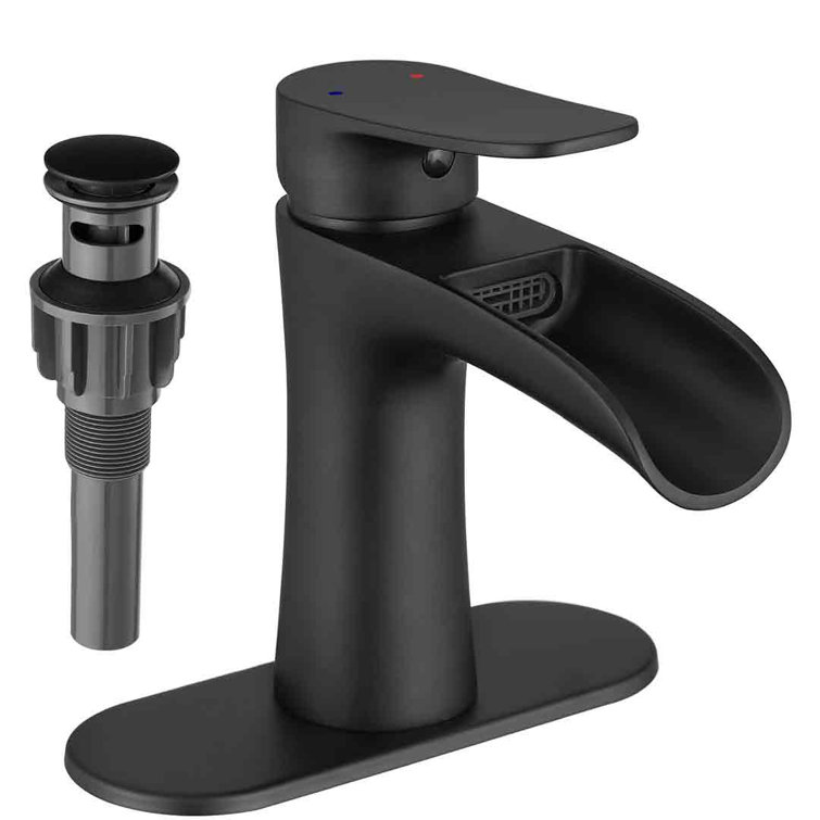 Matte Black Brass Waterfall Bathroom Faucet with Single Handle