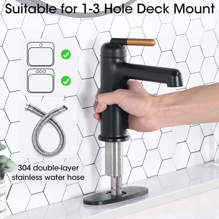 Black and Rose Gold Single Hole Bathroom Faucet
