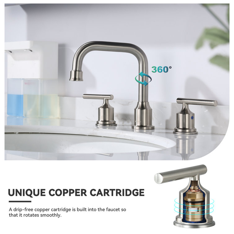 Brushed Nickel Widespread 2-Handle Bathroom Faucet with Drain Assembly