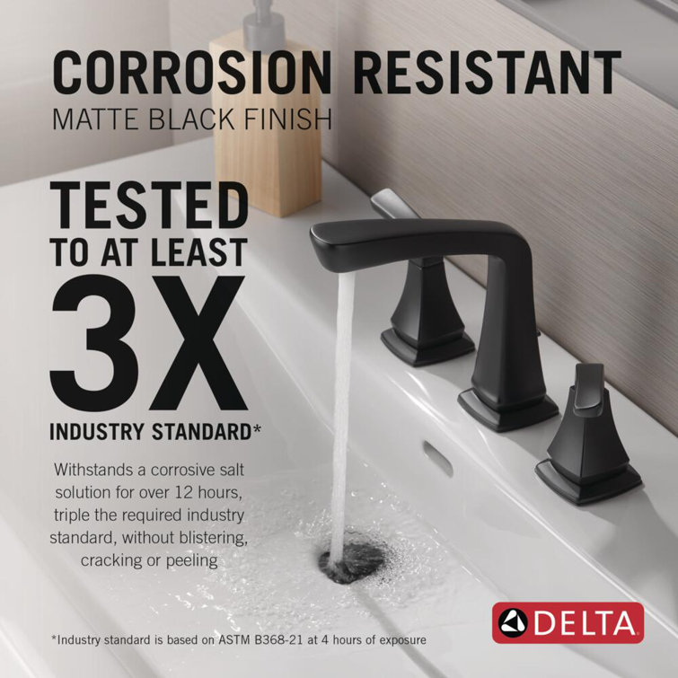 Delta Vesna Matte Black Widespread 2-Handle WaterSense Bathroom Faucet