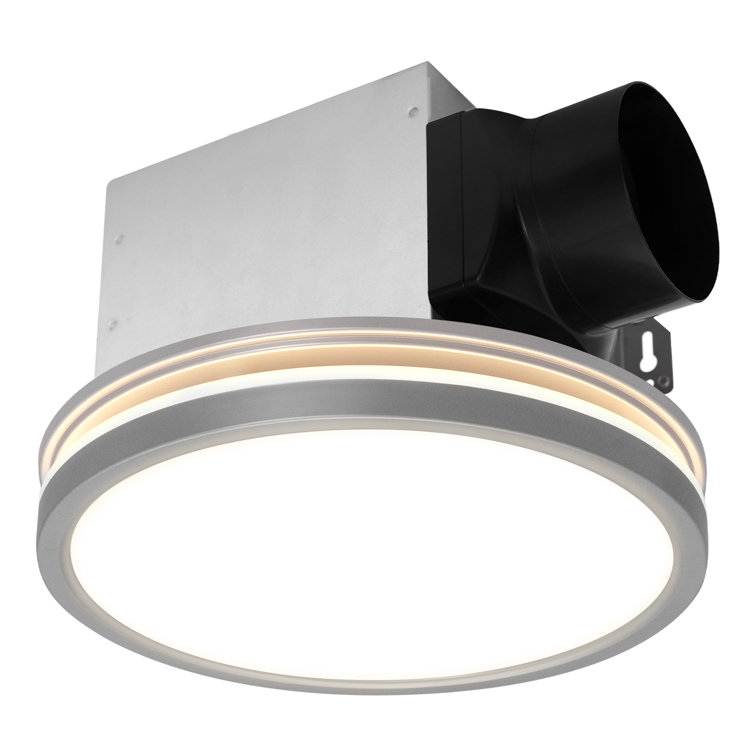 Silver Round Bathroom Exhaust Fan with LED Light and Nightlight