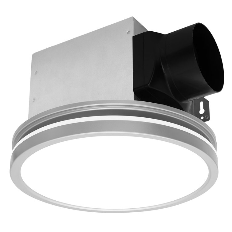 Silver Round Bathroom Exhaust Fan with LED Light and Nightlight