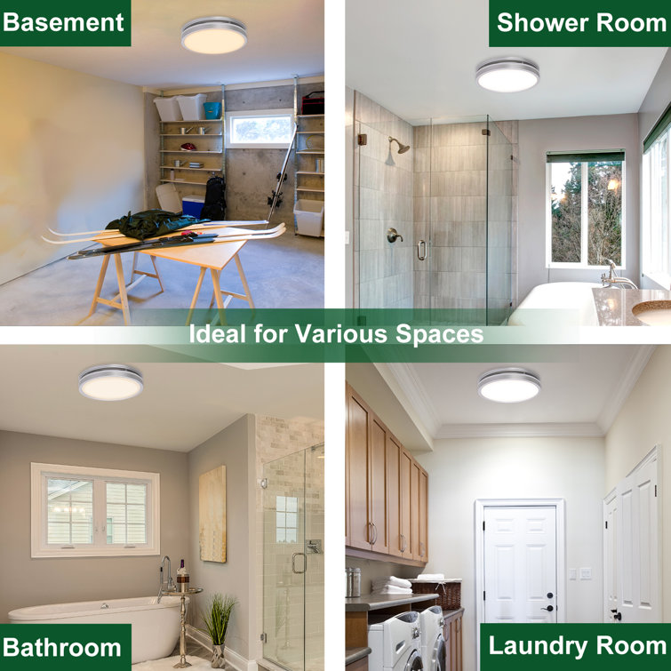 Silver Round Bathroom Exhaust Fan with LED Light and Nightlight