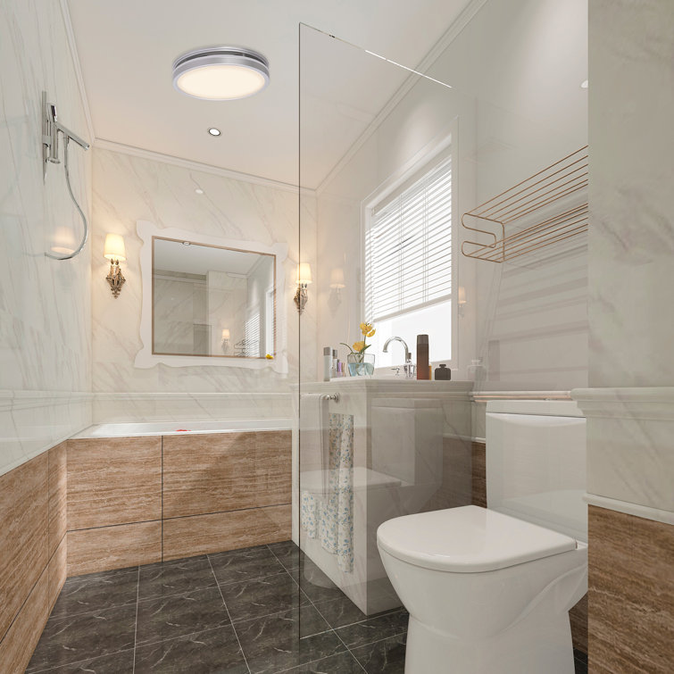 Silver Round Bathroom Exhaust Fan with LED Light and Nightlight
