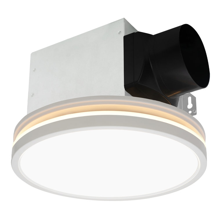 White Round LED Bathroom Exhaust Fan with Night Light