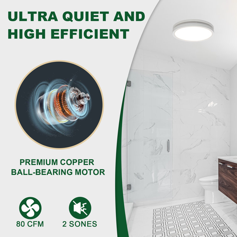 White Round LED Bathroom Exhaust Fan with Night Light