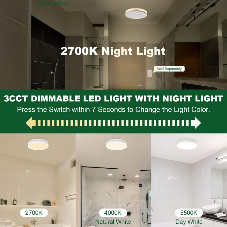 White Round LED Bathroom Exhaust Fan with Night Light