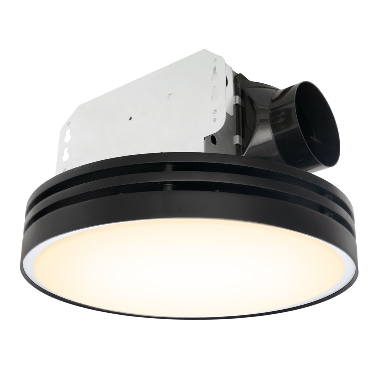 Matte Black Round Bathroom Exhaust Fan with Dimmable LED Light