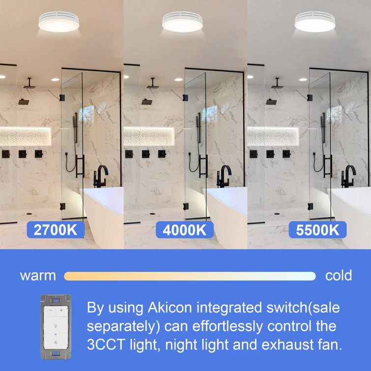 White Round Ceiling Mount Bathroom Exhaust Fan with LED Light