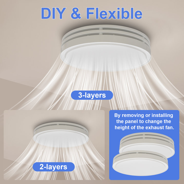 White Round Ceiling Mount Bathroom Exhaust Fan with LED Light