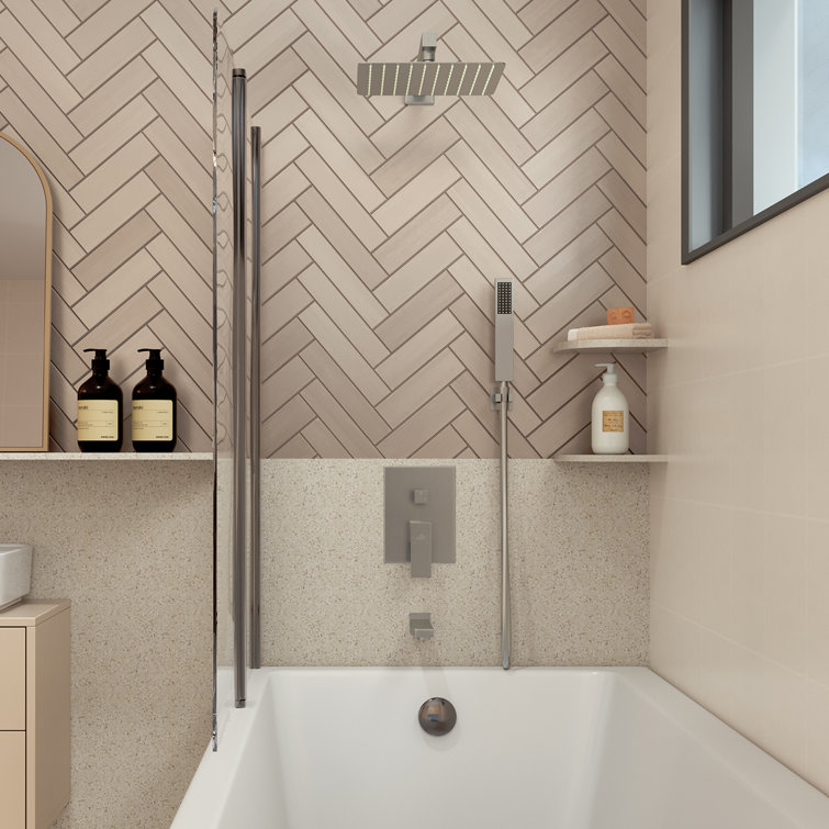 Brushed Nickel Square Multi-Head Wall Mounted Shower System