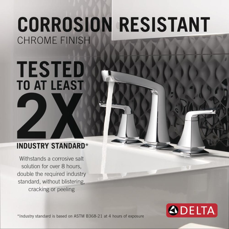 Delta Vesna Sleek Chrome Widespread Bathroom Faucet with Drain Catch