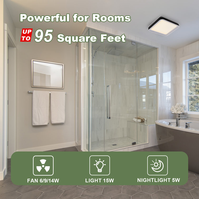 Matte Black 100 CFM Bathroom Exhaust Fan with Adjustable LED Light