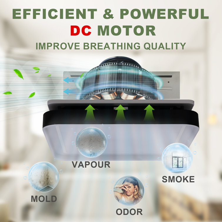 Matte Black 100 CFM Bathroom Exhaust Fan with Adjustable LED Light