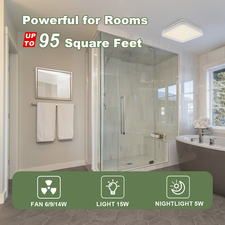 Matte Black 100 CFM Bathroom Exhaust Fan with Adjustable LED Light