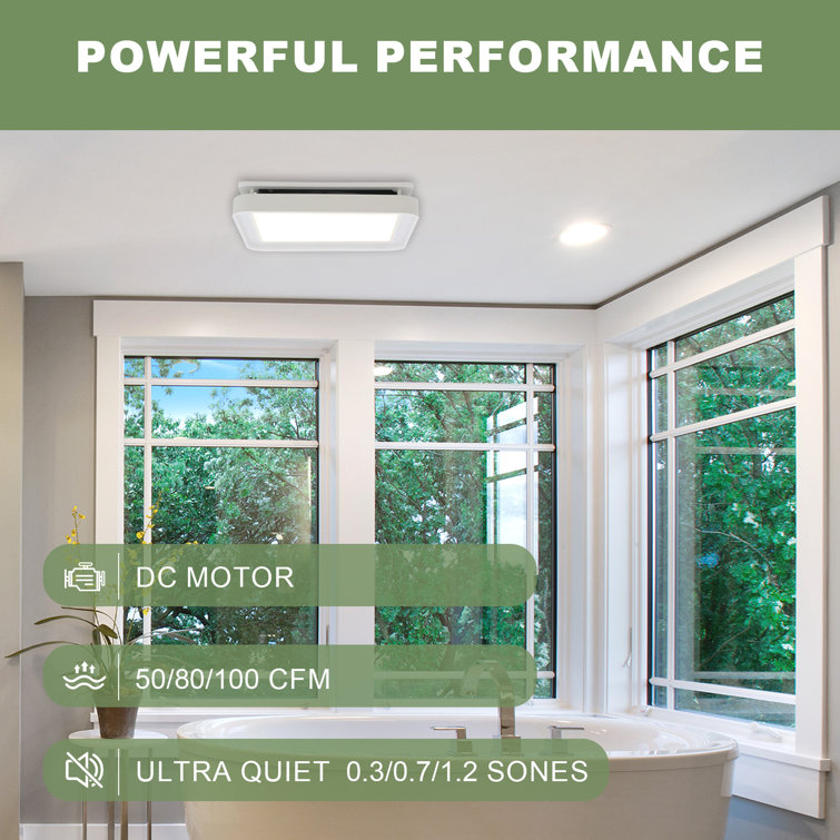 Matte Black 100 CFM Bathroom Exhaust Fan with Adjustable LED Light