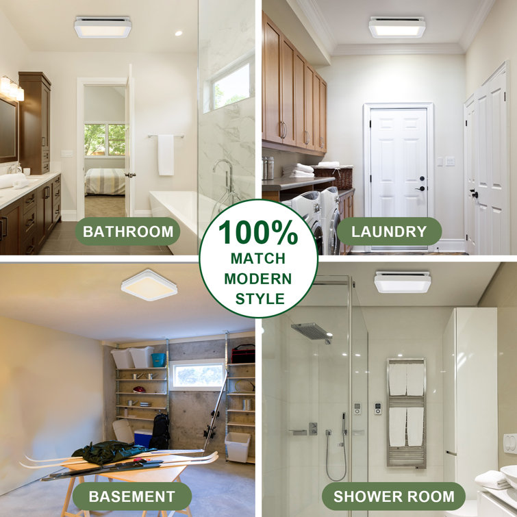 Matte Black 100 CFM Bathroom Exhaust Fan with Adjustable LED Light