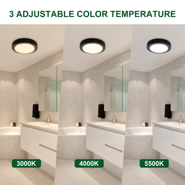 Matte Black Round Bathroom Exhaust Fan with Dimmable LED Light