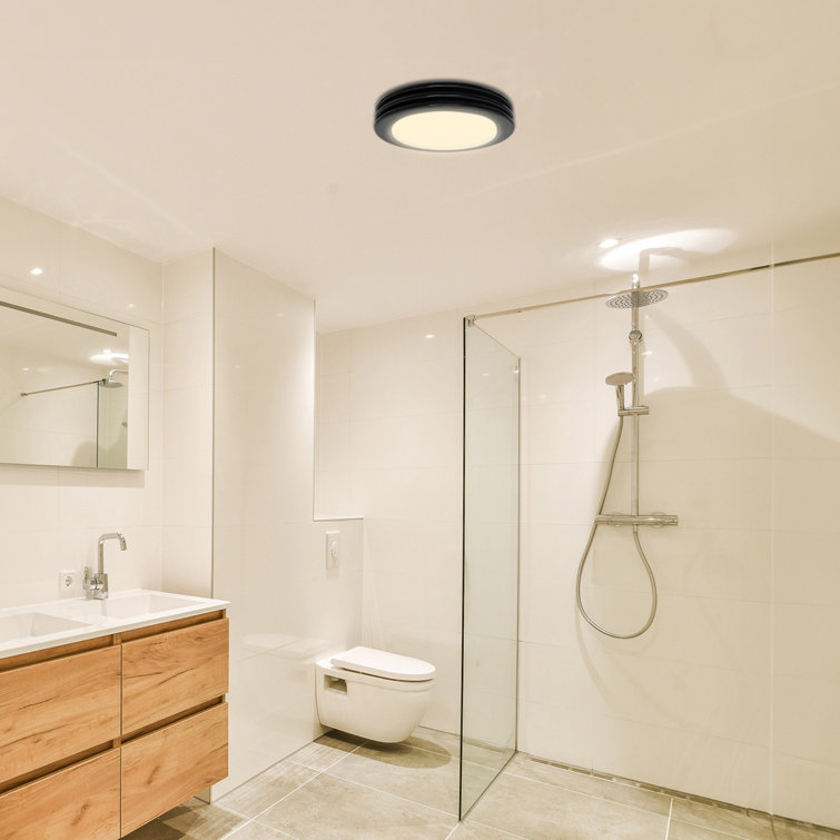 Matte Black Round Bathroom Exhaust Fan with Dimmable LED Light