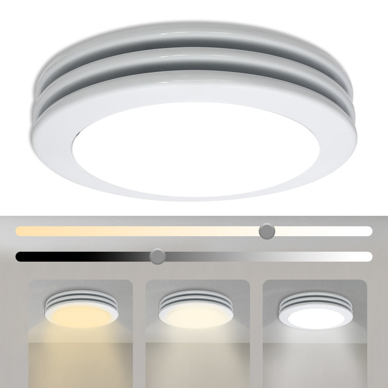 White Acrylic Round Ceiling Mount Bathroom Exhaust Fan with LED Light